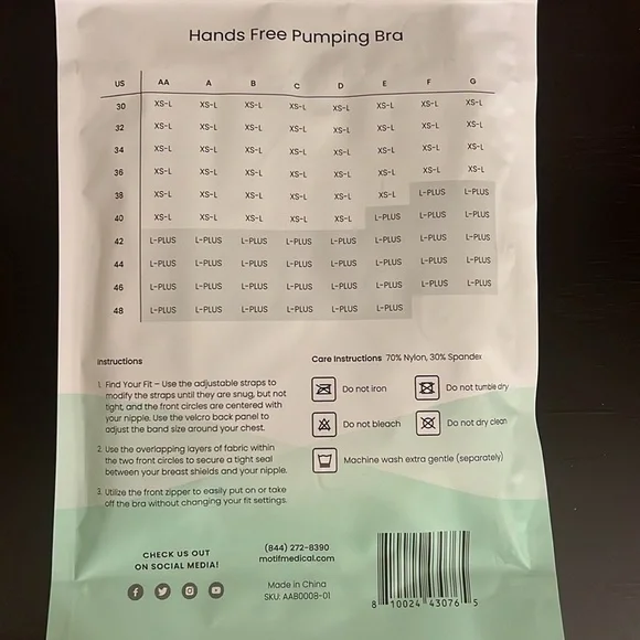 🔴 Motif Medical Hands Free Pumping Bra in black size XS-L, NIB - Picture 5 of 8